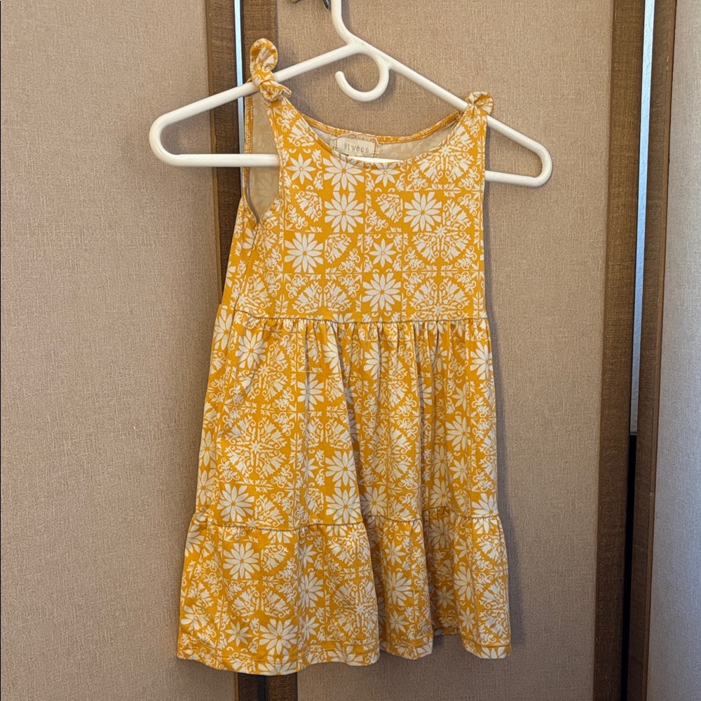 Girls btween Mustard and White Floral Dress 5